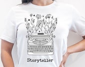 Storyteller Floral Typewriter Aspiring Writer Published Author Tshirt Writing Shirt for Storyteller Bookish Tshirt Christmas Gift for Writer