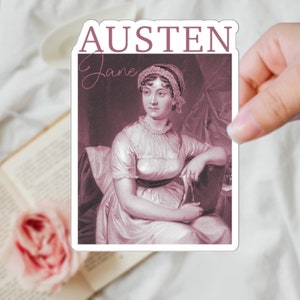 Jane Austen Portret Naklejka Retro Vintage Plakat Książkowy Naklejka Klasyczna Literatura Duma i Uprzedzenie Austenite Lizzy Bennet Pan Darcy