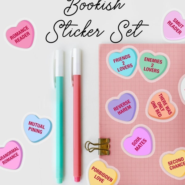 Candy Hearts Romance Trope Reader Bookish Sticker Set for Reading Bullet Journal Bookish Bujo Sticker for Smut Reader Gift for Bibliophile