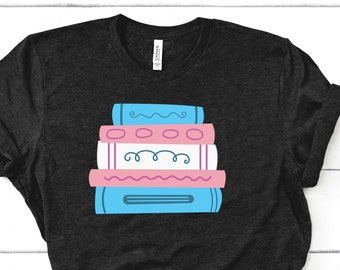 Subtle Trans Pride Bookstack Shirt Read Banned Books Anticensorship Librarian Shirt