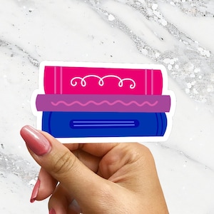 Subtle Bisexual Books Sticker for Readers Read Bi Books Pride Month Bookish Sticker for Water Bottle Reader Laptop Sticker