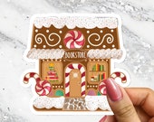 Gingerbread Bookstore Holiday Bookish Sticker Merry Bookmas Sticker Book Club Christmas Gift under 5 For Bookish Friend