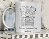 Future Bestselling Author Mug 11oz Gift for Writer Floral Typewriter Cute Bookish Present for Writer Published Author National Novel