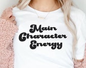 Main Character Energy Bookish Tee  Funny Retro Shirt for Readers Protagonist Pink Bookish Shirt for Librarian Funny Nerdy Shirt