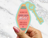 Motel Key One Bed Romance Smut Reader Sticker Enemies to Lovers Spicy Books HEAs Dark Romance Books BookTok Bookstagram Retro Hotel Cute