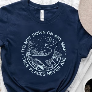 True Places Never Are The Whale Moby Dick Classic Literature Herman Melville Unisex Jersey Short Sleeve Tee The Whale Book Quote Adventure