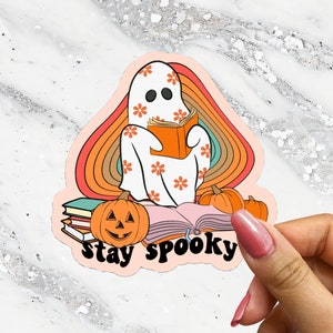 Stay Spooky Bookish Ghost Halloween Read Books Bullet Journal Sticker Planner Sticker for Fall Read Boooks The Reader Tarot Spooky Season