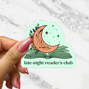 Late Night Readers Club Sticker Gift Book Lover Bibliophile Gift voor Bookish Friend Book Cart Bookstagram Reading Journal Past Bedtime