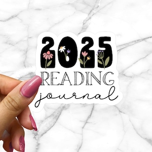 2025 Dziennik czytelniczy Bookish Gift Booktok Bookstagram Kwiaty i książki ładny niestandardowy Bookish Journal Cover Decal do śledzenia czytania