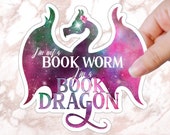 Book Dragon Sticker Not A Book Worm I'm a Book Dragon Sticker Fantasy Reader Tee For Her Reader Friend Gift Bibliophile for SciFi Readers