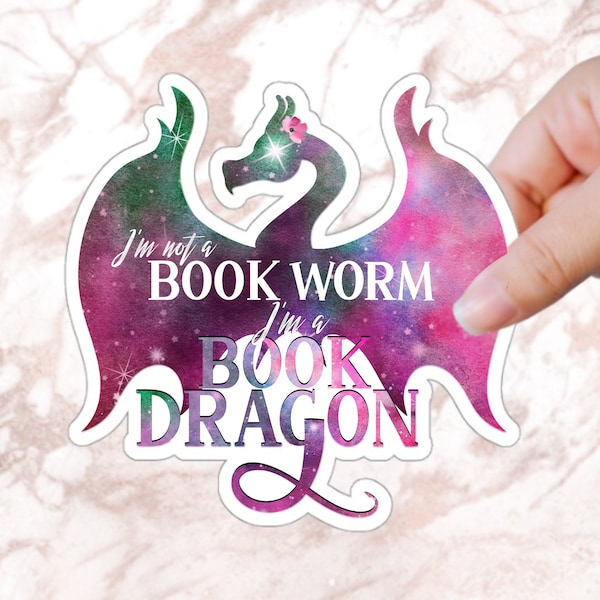 Book Dragon Sticker Not A Book Worm I'm a Book Dragon Sticker Fantasy Reader Tee For Her Reader Friend Gift Bibliophile for SciFi Readers