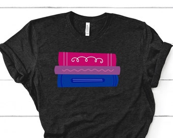Subtle Bi Bookstack Tshirt for Reader Pride Month Read Banned Queer Books Librarian Tee Bisexual Romance Novel