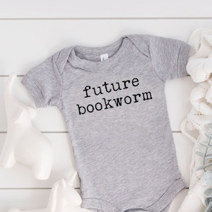 Future Bookworm Bookish Baby Bodysuit for Reader Friend Baby Shower Literary Baby Shower Gift for Bibliophile Friend