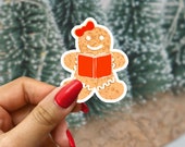 Bookish Gingerbread Cookie Girl Reader Woman Holiday Bookish Sticker Merry Bookmas Sticker Book Club Christmas Gift under 5 Bookish Friend