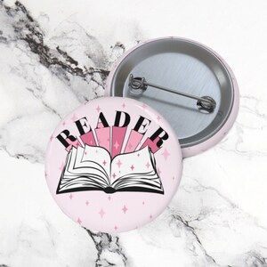 Reader Pin Buttons Librarian Pin for Lanyard Small Bookish Gift Under 5 Retro Reader Vintage