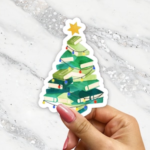 Bookish Christmas Tree Holiday Bookish Sticker Merry Bookmas Sticker Book Club Christmas Gift under 5 Bookish Friend Cute BookTree Booktok