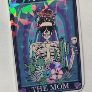 Die Mama Wein Tarot Karte Aufkleber Gruselbücher Skelett Aufkleber für Mama Halloween Planner Journal Sticker für Mutter Freundin Tarot Süßes Tarot