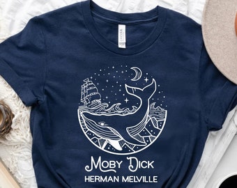 Women's T-Shirts [Out of Print] Herman Melville / Moby-Dick Tee [Gilded] (Cool Blue) (Womens) Moby-Dick unisex book t-shirt — Out of Print