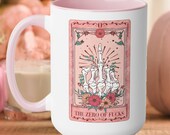 The Zero of Fucks Funny IDGAF Tarot Card Skeleton Witchy Mug Gift for Sister Coffee Mugs, 15oz