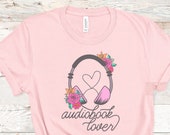 Audiobook Lover Floral Headphones Bookish Tee Christmas Gift for Reader Friend Librarian Audio Books are Books