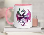 Book Dragon Mug I'm Not Book Worm Book Dragon Bibliophile Mug Fantasy Reader Gift for Scifi Librarian Nerdy Humor Mug Cute Bookstagram