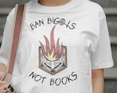 Ban Bigots Not Books Punk Librarian Anti Censorship Grunge Vintage Style Tshirt for Teacher Reading Banning Books