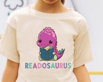 Readosaurus Toddler Short Sleeve Tee Bookish Toddler Shirt for Book Club Friend Learn to Read