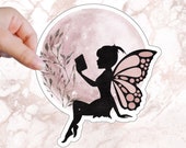 Pink Lunar Fairy Reading Fae Moon Sticker for Bibliophiles Fantasy Sticker Girly Bookish Sticker Cute Nerdy Gift Under 5 for Reader Friend