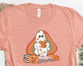 Bookish Halloween Sheet Ghost Stay Spooky Unisex Jersey Short Sleeve Tee Fall Reading Shirt for Teacher Librarian Retro Ghost Pastel Goth