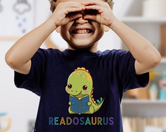 Readosaurus Toddler T-Shirt Cute Dinosaur Bookworm Tee Young Reader for Unisex Kid's Clothes Readers Make Readers Dino Lover Birthday Gift