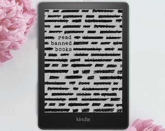 Read Banned Books Anticensorship Lock Screen for Kindle EReader Custom Book Cover Bookstagram Librarian Bookish eBook Typewriter Redacted