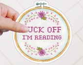 F Off I'm Reading Floral Bookish Sticker for Bibliophiles Book Sticker Under 5 Funny Gift For Reader Bookworm Sticker Funny Laptop Book Cart