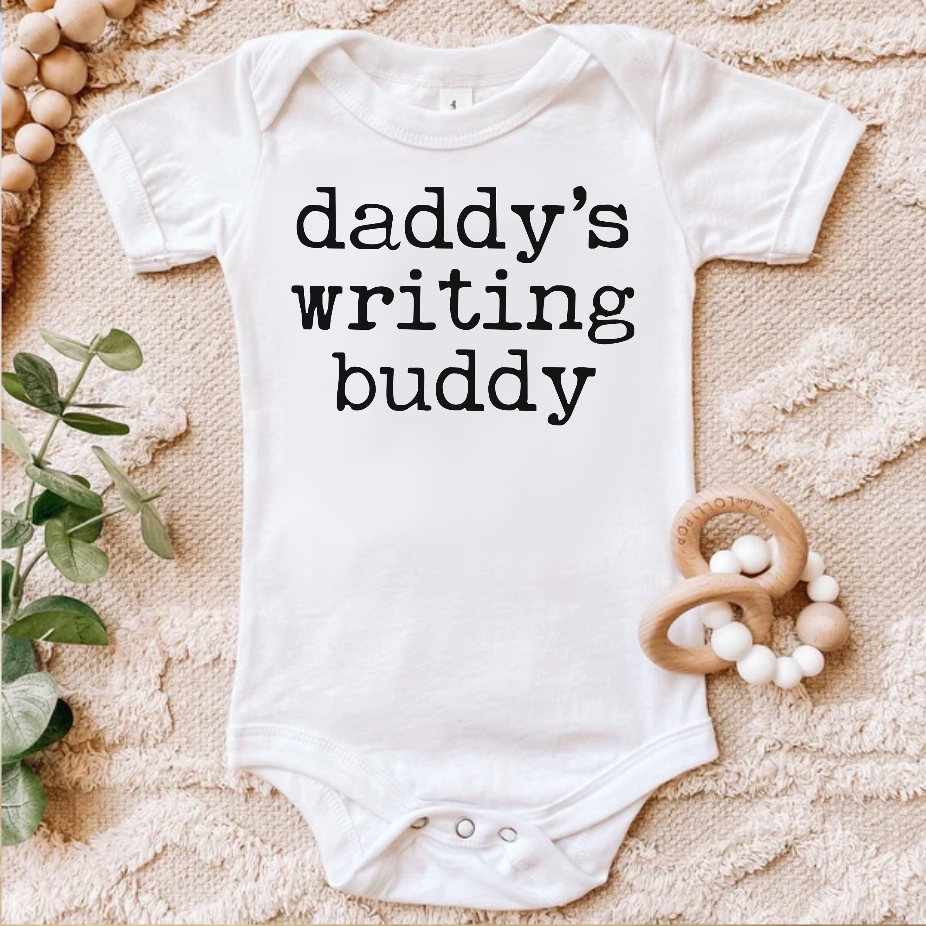 Daddy's Writing Buddy Infant Fine Jersey Bodysuit for Writer Author Literary Baby Shower Gift for Publishing New Baby Gift Funny