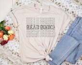 Read Books Women's T-Shirt Read More Books Bookworm Gift for Bibliophile Librarian Tshirt Fun Bookish Tee Cute Nerdy Tee Leopard Print