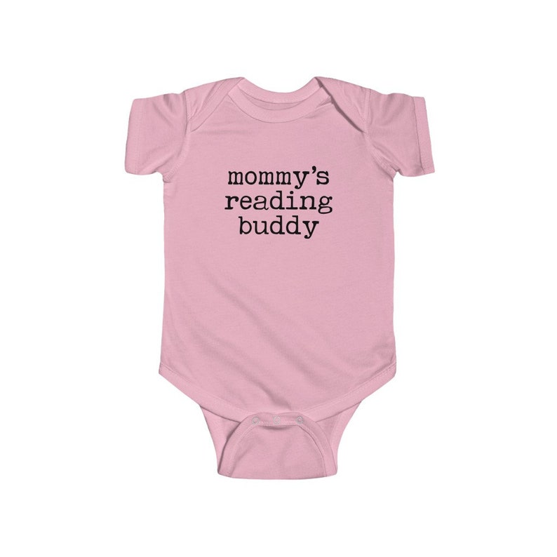 Mommy's Reading Buddy Future Bookworm Infant Jersey Bodysuit Bookish Baby Mothers Day present Librarian Teacher Funny Nerdy Baby Shower Gift Pink