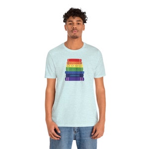 Subtle Pride Bookstack Tshirt for Reader Pride Month Read Banned Queer Books Librarian Tee image 4