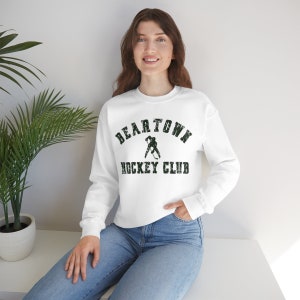 Bookish Beartown Benji Ovich Jersey Unisex Heavy Blend Crewneck Sweatshirt Bear town Logo Front and Number 16 Back White