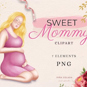 Clipart de mulher grávida - anúncio de gravidez, mãe, maternidade, recém-nascido, bebê, chá de bebê, flores, faça você mesmo, PNG.