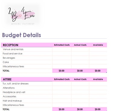 Wedding Budget Spreadsheet With FREE Tips for Saving Money - Etsy