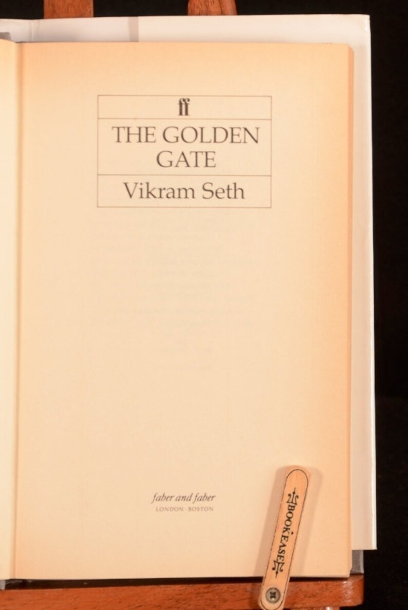 1986 The Golden Gate Vikram Seth First Edition Novel in Verse Etsy