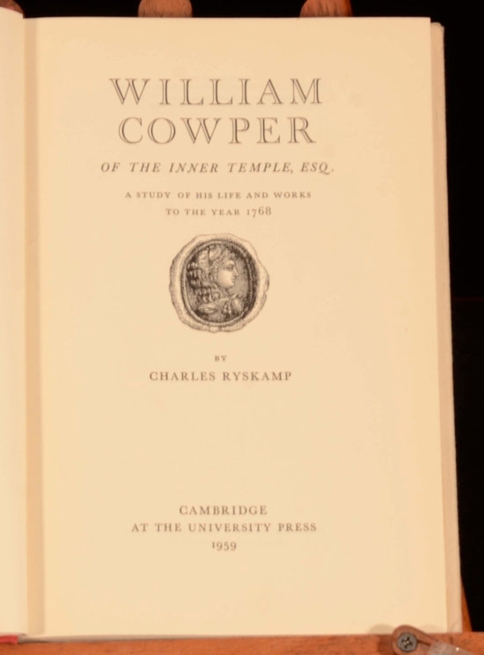 1959 Charles Ryskamp William Cowper Van de Binnentempel