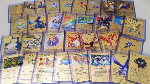 Pokemon Gold card Generic Charizard 1st Edition Charmeleon and Charmander  Base Set Metal Collection Pokemon Cards