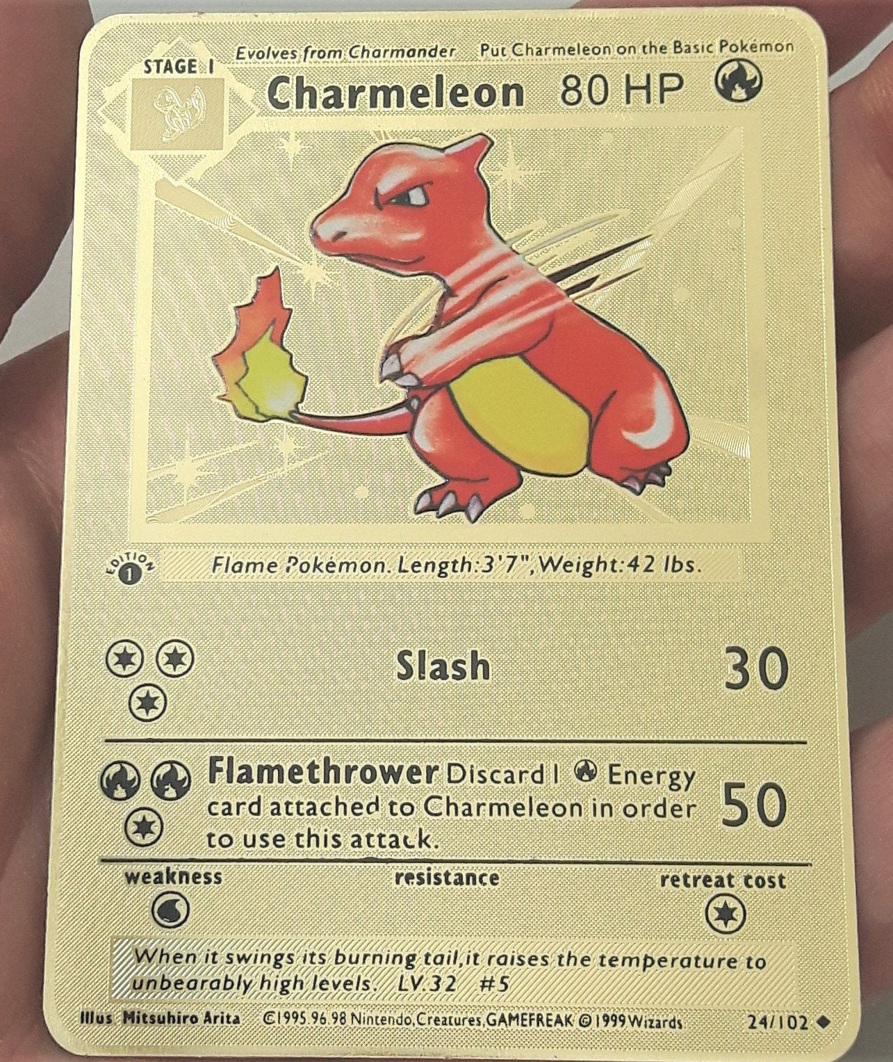 Custom Gold Metal Charmeleon Pokemon Card Present for Boy - Etsy