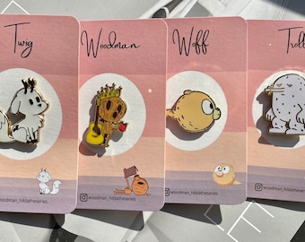 Three Hilda Netflix Hard Enamel Pins Plus Random Hilda Character Sticker