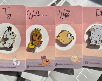 Two Hilda Netflix Hard Enamel Pins Plus Random Hilda Character Sticker