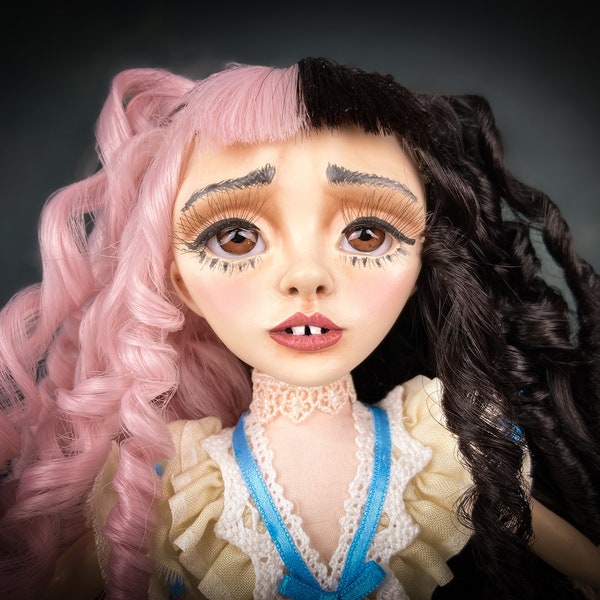 Melanie Martinez show & tell ooak art doll, damnato dolls, collectible, handmade, cute, clay face, fan art, sculpture, puppet