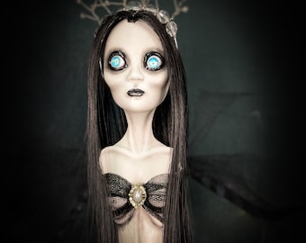 OOAK Mermaid Art Doll: Goth Siren Sculpture, Wall Hanging