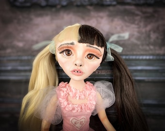 Melanie Martinez K-12 ooak art doll, damnato dolls, collectible, handmade, cute, clay face, fan art, sculpture