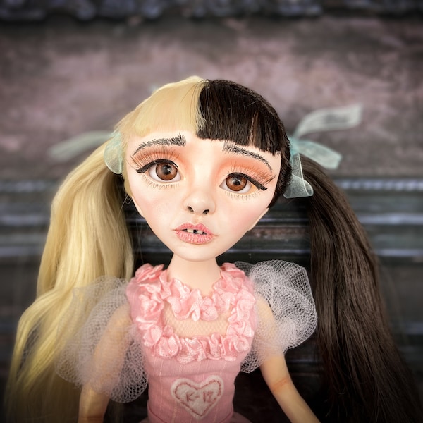 Melanie Martinez K-12 ooak art doll, damnato dolls, collectible, handmade, cute, clay face, fan art, sculpture