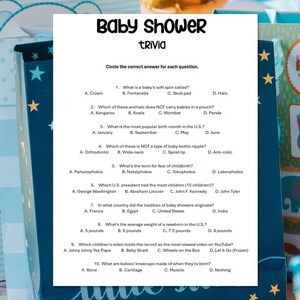 Baby Shower Trivia Game Printable – Fun Baby Shower Activity, Instant Download, Baby Quiz with Answers, Gender Neutral Party Game